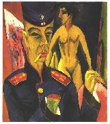 Ernst Ludwig Kirchner Self-portrait as a Soldier oil painting reproduction